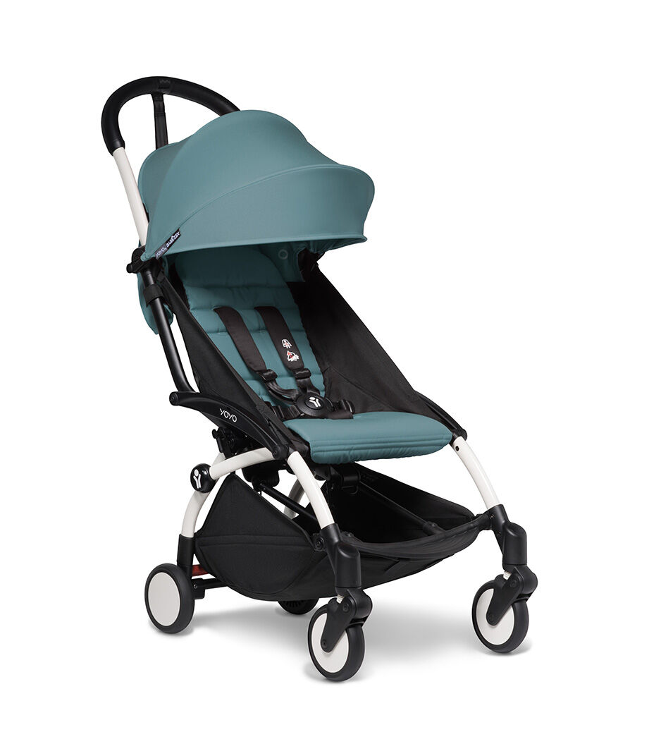 YoYo² Stroller White Frame with Aqua Textiles, Toffee, mainview